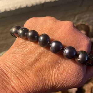 Authentic dark charcoal colored saltwater Tahitian pearl necklace